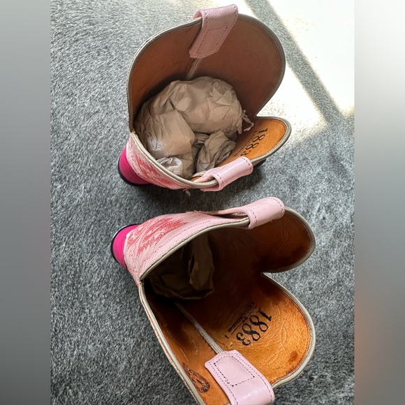 Lucchese 1883 Pink/ light pink ostrich Heeled Boots 7.5 - Picture 12 of 14